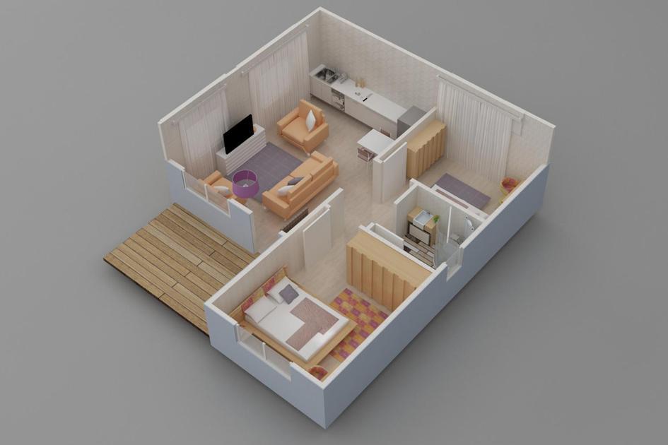 49 m² 2+1 Tek Kat Prefabrik Ev son görsel