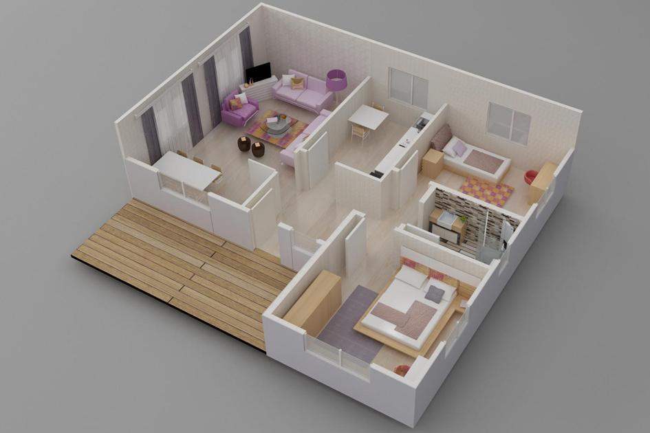 75 m² 2+1 Tek Kat Prefabrik Ev son görsel