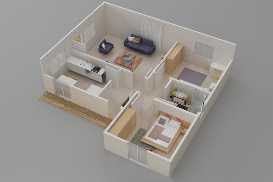 80 m² 2+1 Tek Kat Prefabrik Ev son görsel