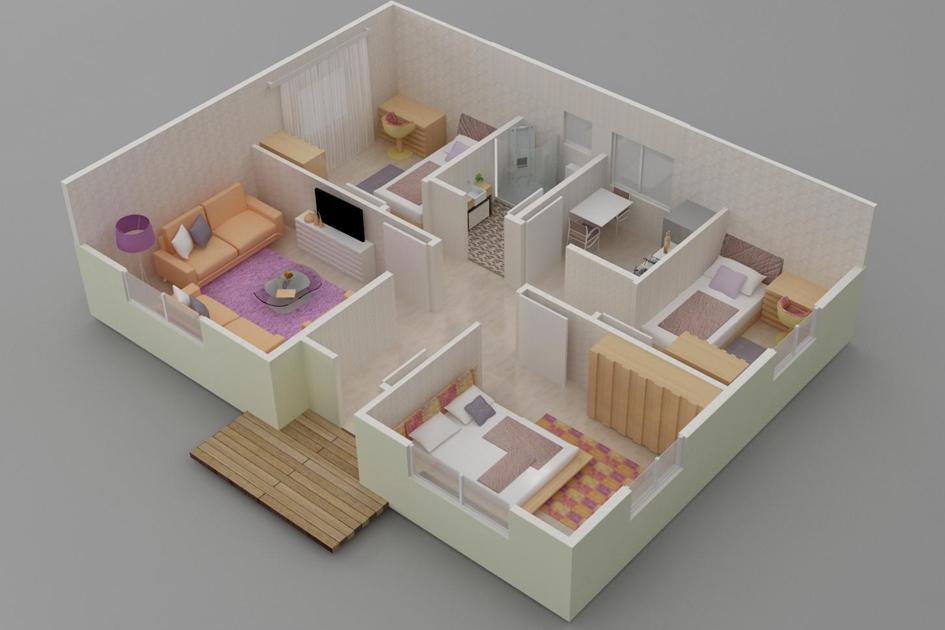 82 m² 3+1 Tek Kat Prefabrik Ev son görsel