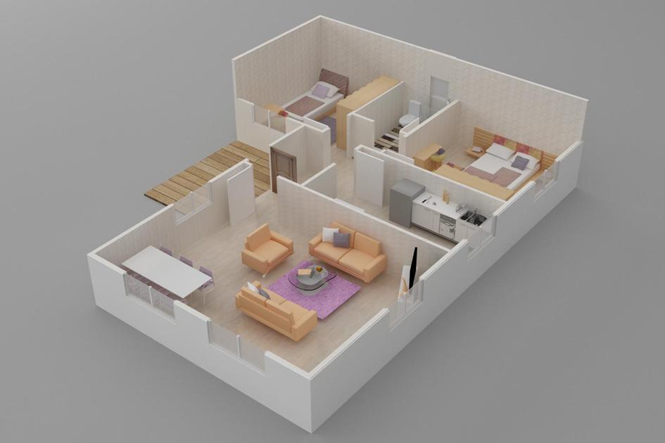 93 m² 2+1 Tek Kat Prefabrik Ev son görsel