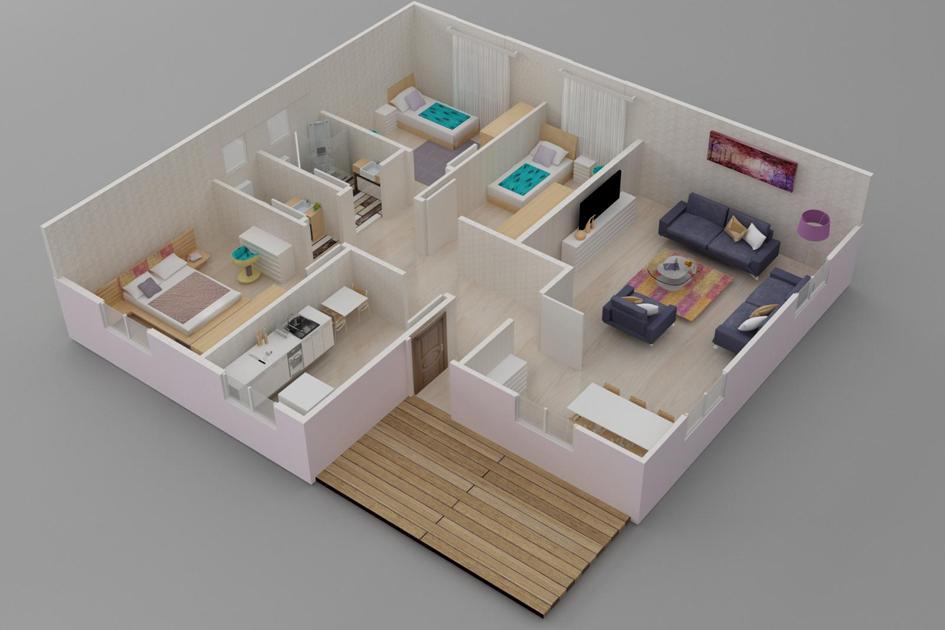 117 m² 3+1 Tek Kat Prefabrik Ev son görsel