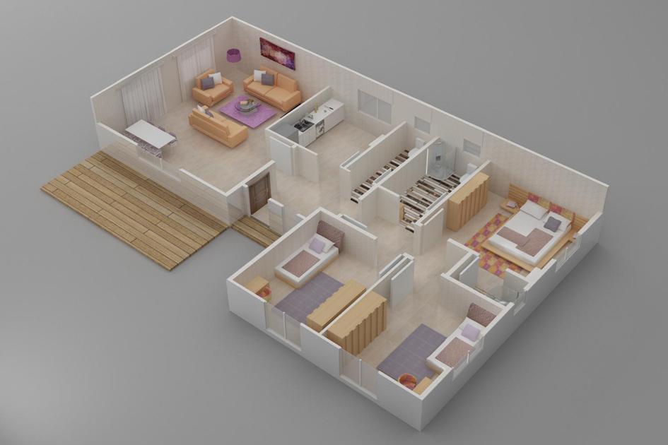 123 m² 3+1 Tek Kat Prefabrik Ev son görsel