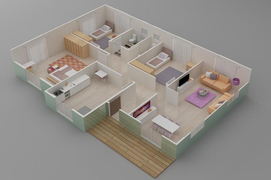 137 m² 3+1 Tek Kat Prefabrik Ev son görsel