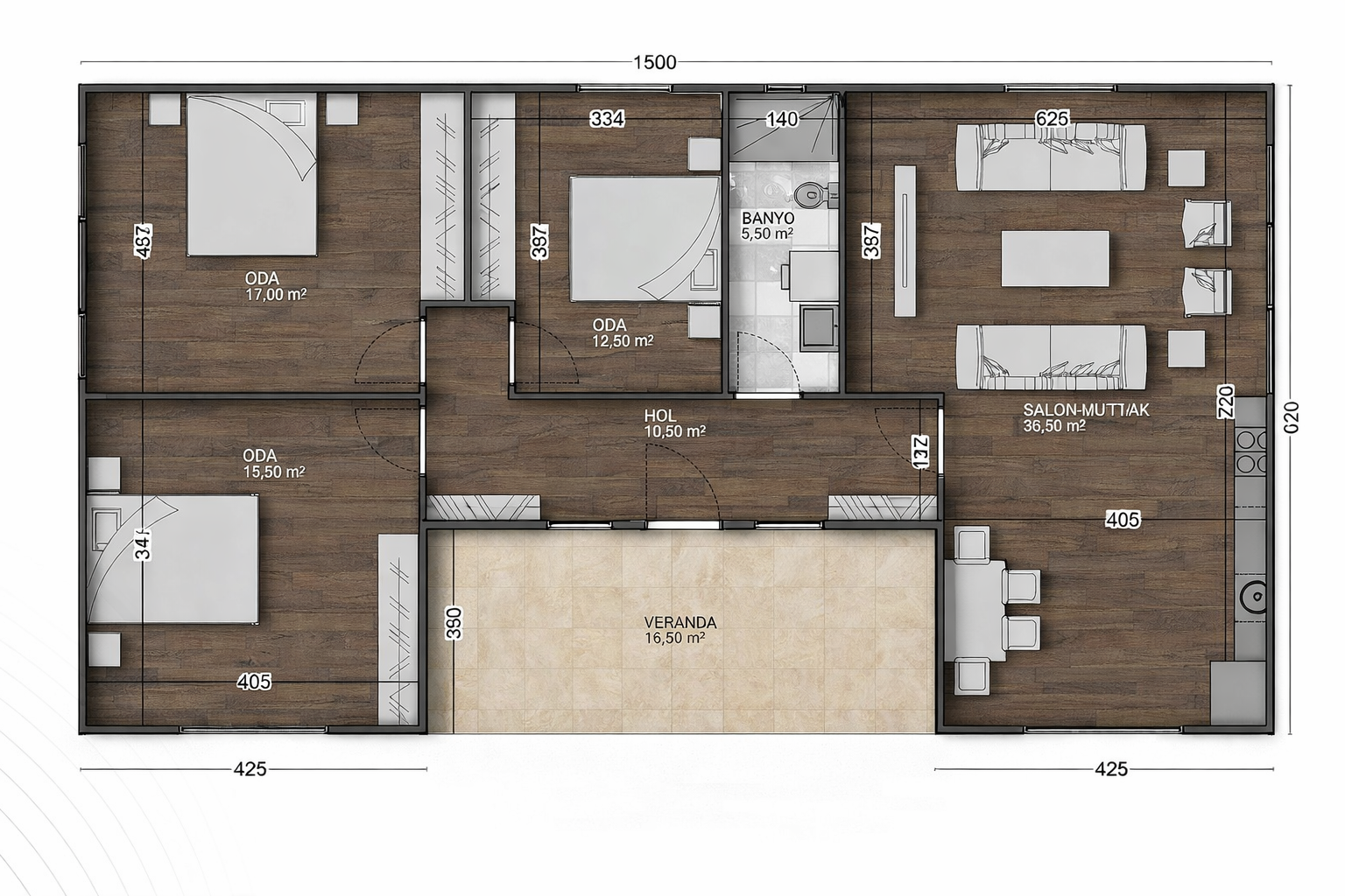 140 m² 3+1 Tek Katlı Çelik Villa | Nova 140 son görsel