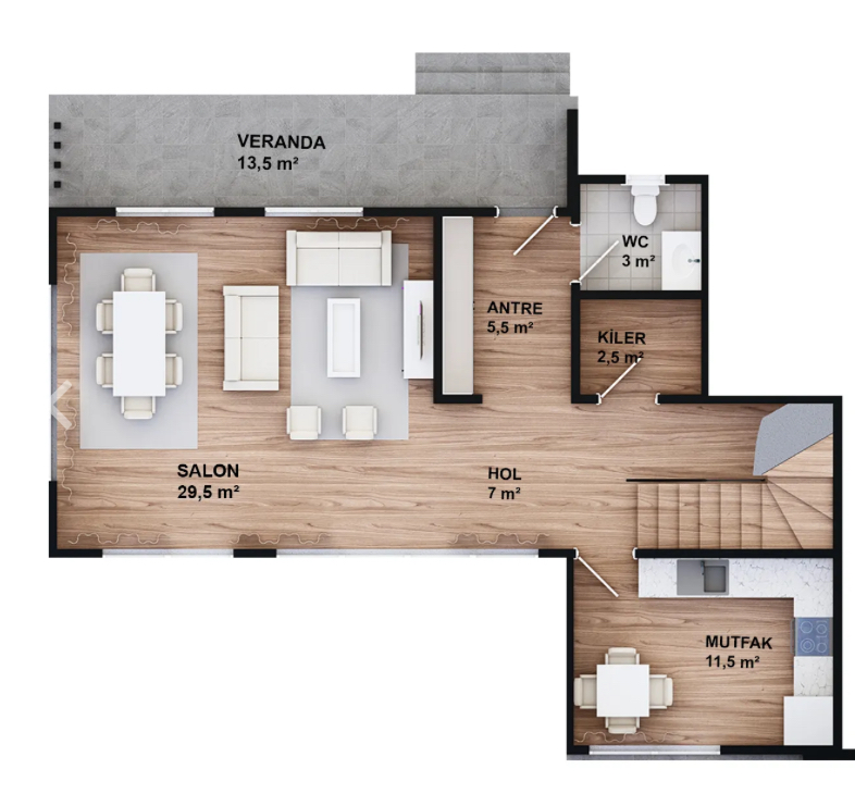 176 m² 2+1 Dubleks Çelik Villa görsel 4