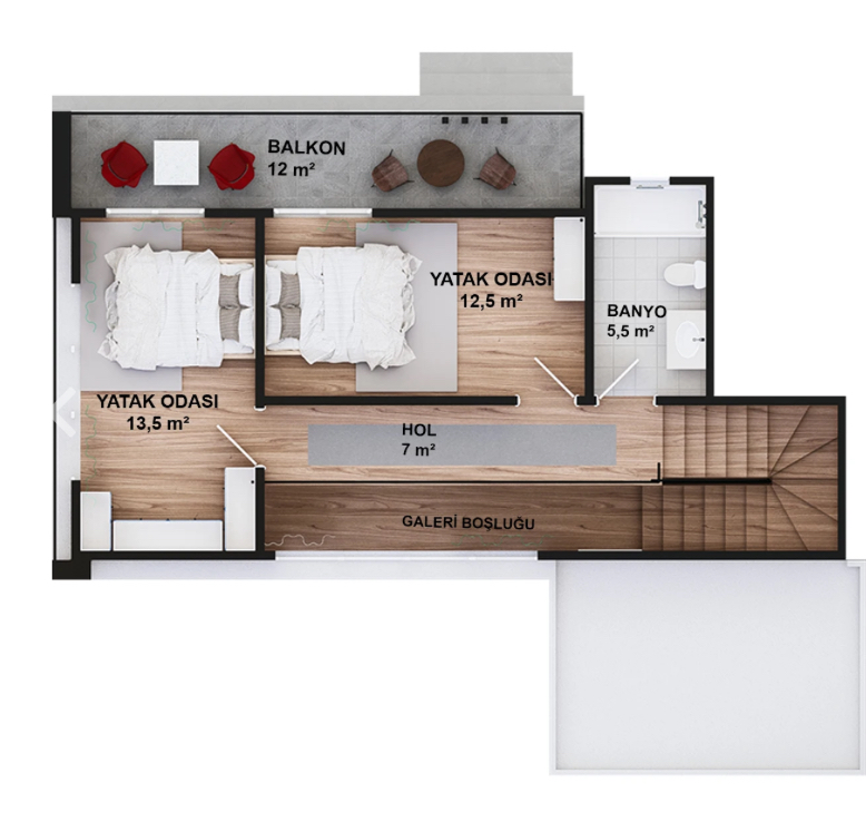 176 m² 2+1 Dubleks Çelik Villa son görsel