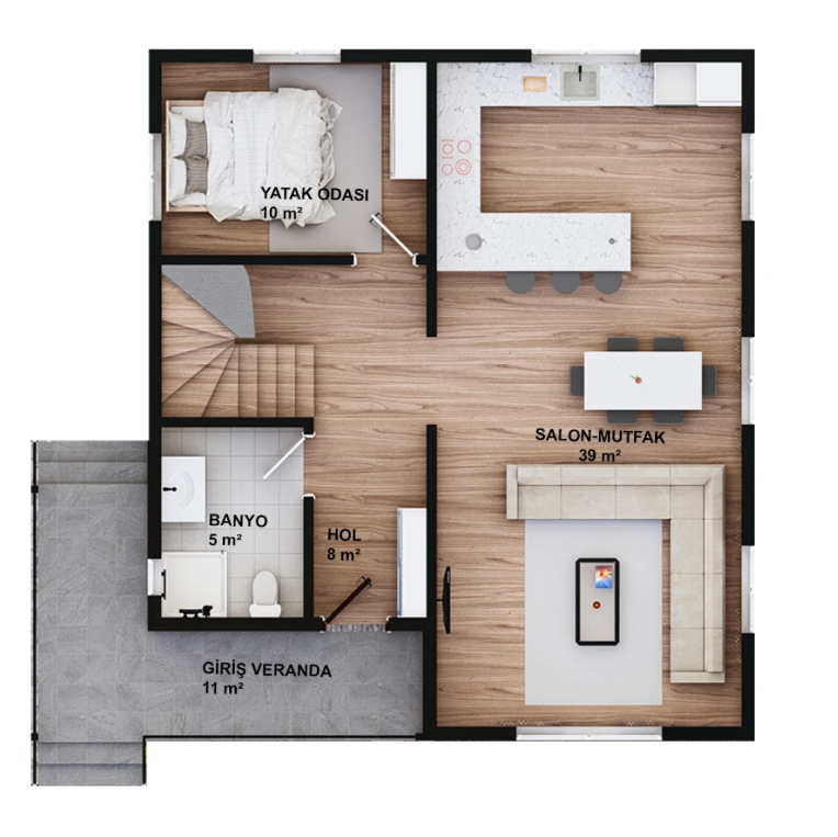 182 m² 5+1 Dubleks Çelik Villa görsel 3