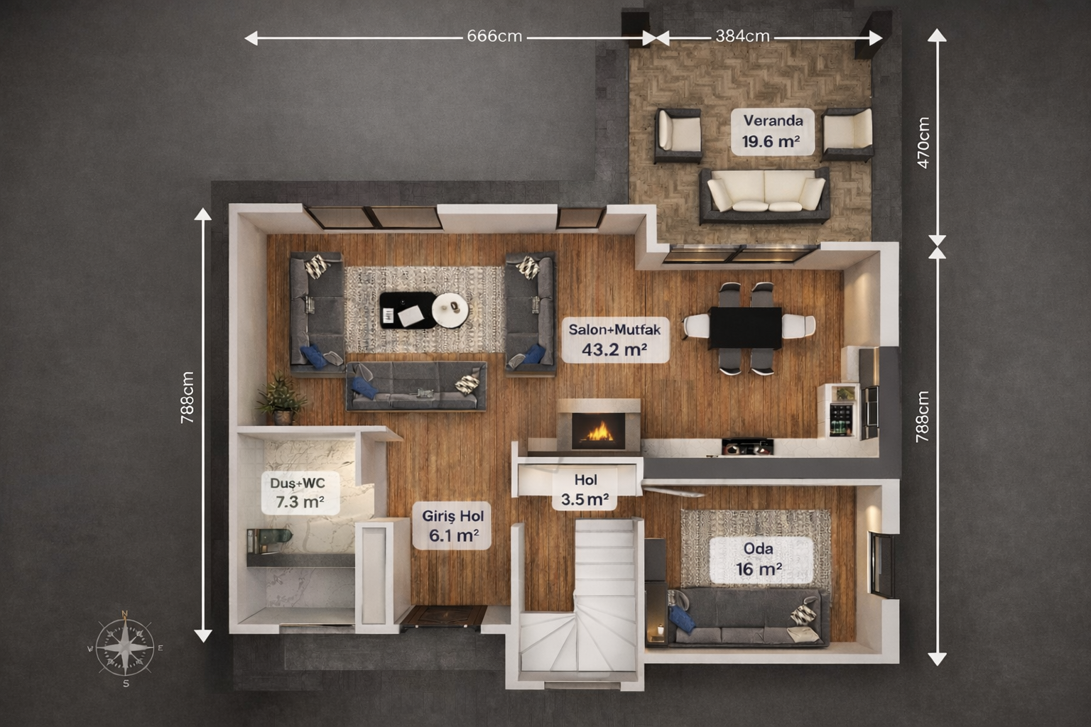 184 m² 4+1 Dubleks Çelik Villa görsel 5